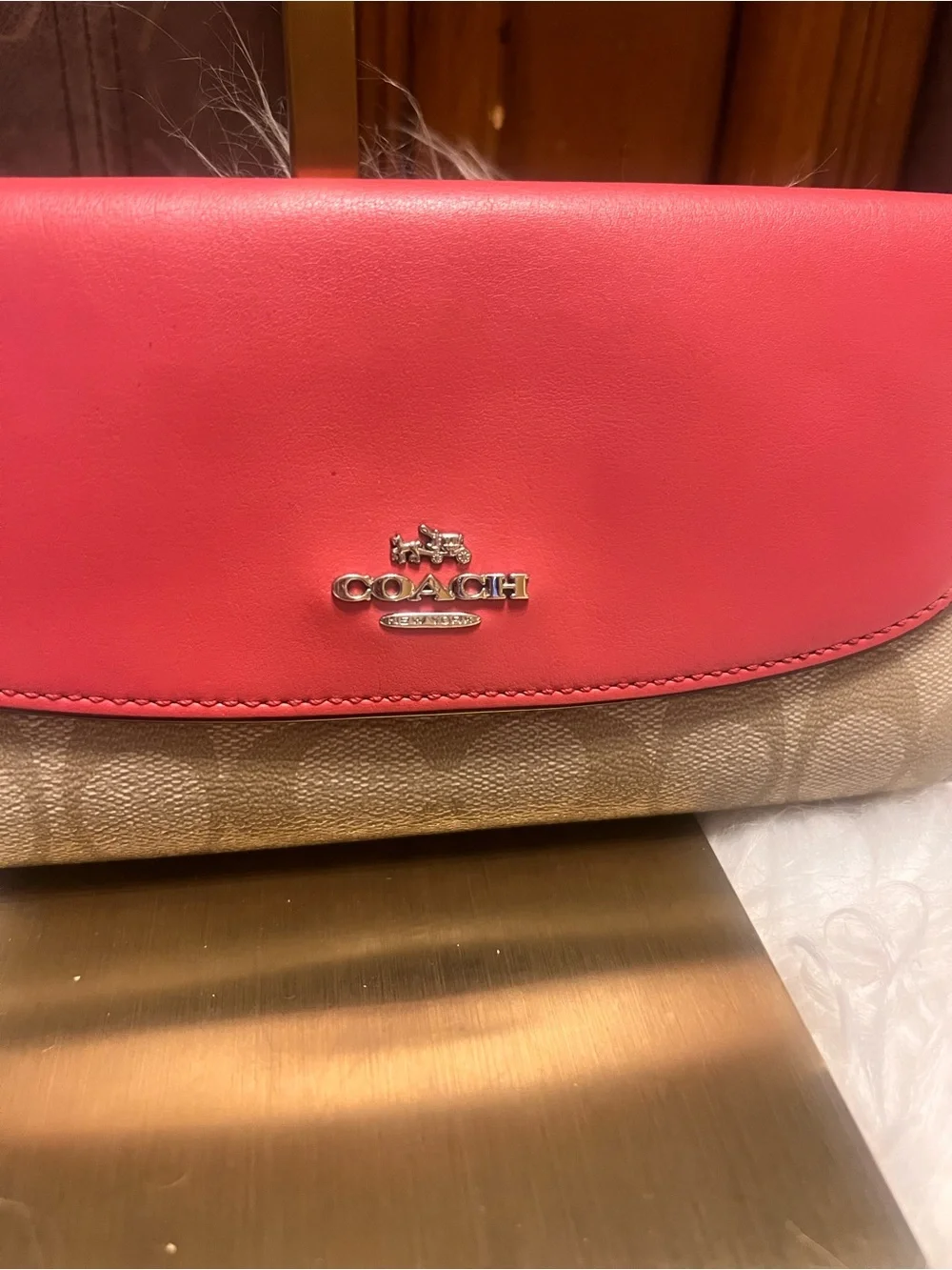 Coach Coral Leather Flap Signature leather  Wallet